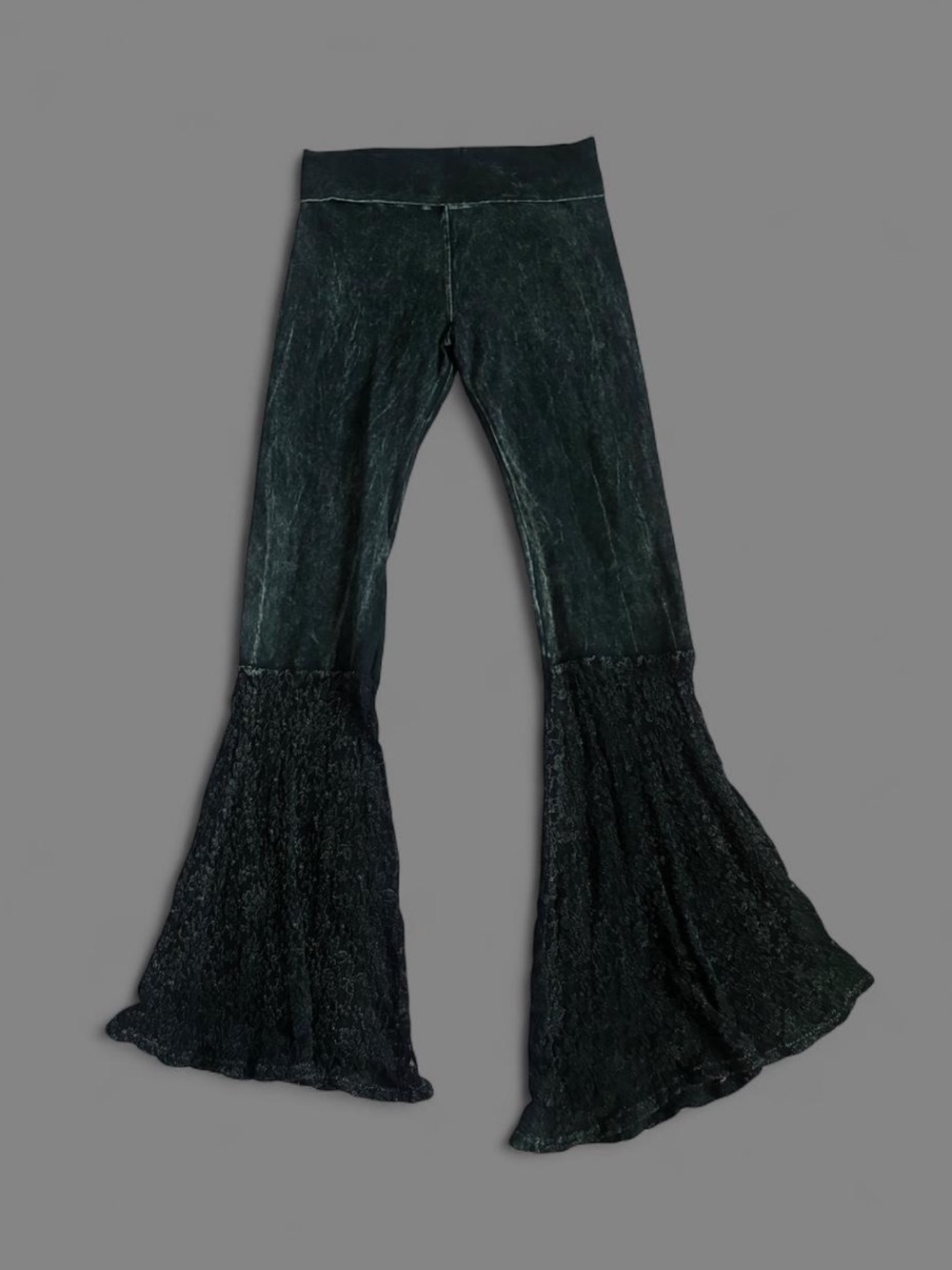 T Party Black Flared Lace-Bottom Leggings